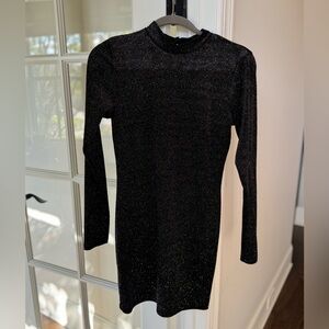 Black Ribbed Form-Fitting Mini Dress